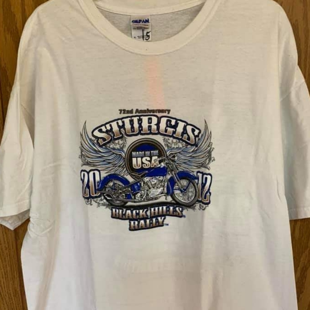Size XL Gildan White/Blue 72nd Sturgis t-shirt